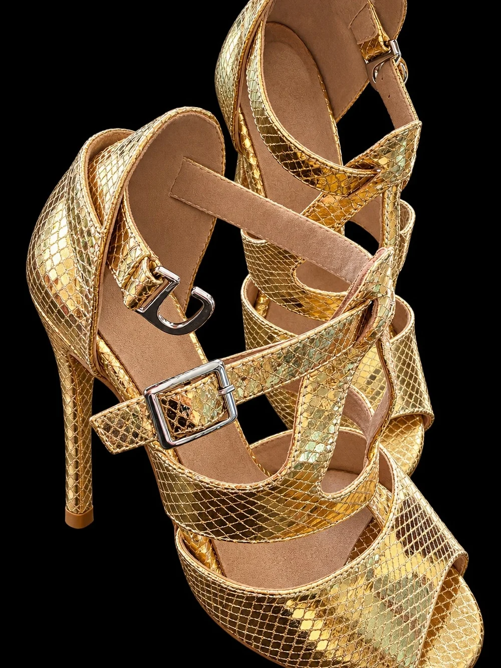 Latin Dance Shoes, Gold Metallic